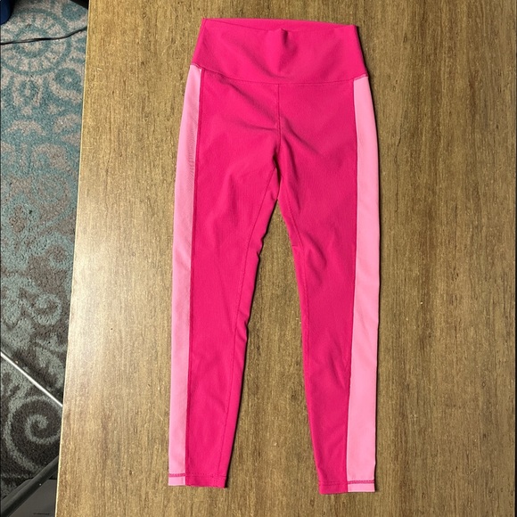 Wilo great shape pink two tone color block ribbed stretchy active wear leggings - Picture 5 of 5